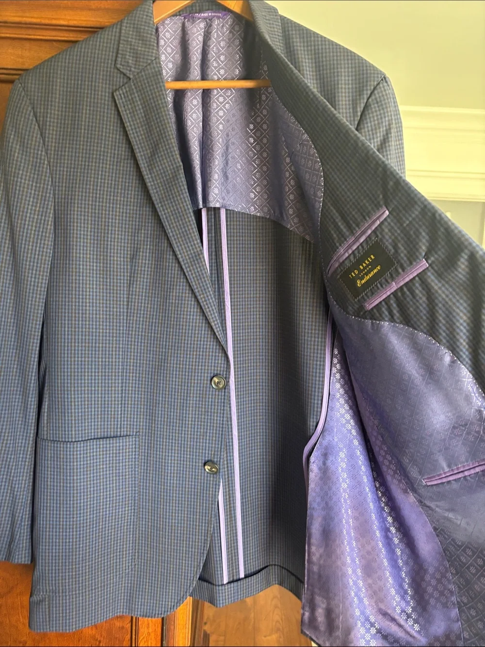 Ted Baker Men's Blue Micro-Check Blazer